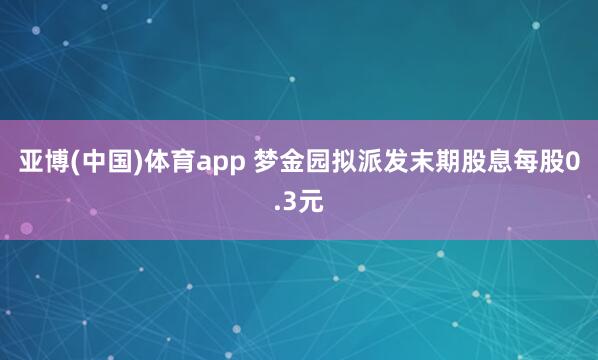 亚博(中国)体育app 梦金园拟派发末期股息每股0.3元