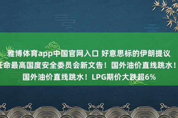 雅博体育app中国官网入口 好意思标的伊朗提议和谈有计议！伊朗任命最高国度安全委员会新文告！国外油价直线跳水！LPG期价大跌超6%