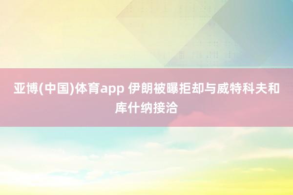 亚博(中国)体育app 伊朗被曝拒却与威特科夫和库什纳接洽