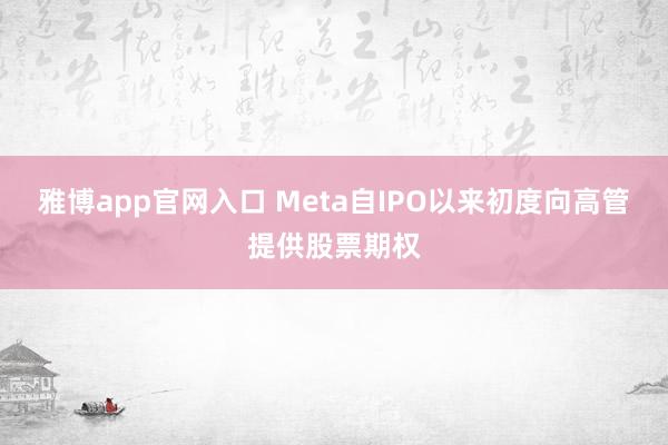 雅博app官网入口 Meta自IPO以来初度向高管提供股票期权