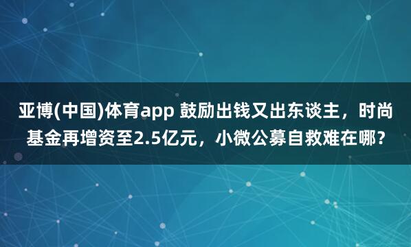 亚博(中国)体育app 鼓励出钱又出东谈主，时尚基金再增资至2.5亿元，小微公募自救难在哪？