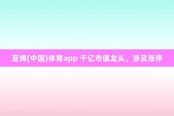 亚博(中国)体育app 千亿市值龙头，涉及涨停