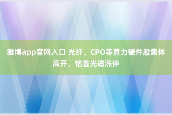 雅博app官网入口 光纤、CPO等算力硬件股集体高开，铭普光磁涨停