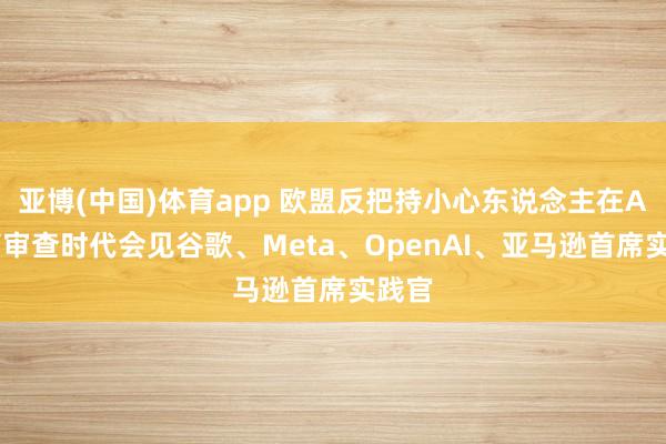 亚博(中国)体育app 欧盟反把持小心东说念主在AI监管审查时代会见谷歌、Meta、OpenAI、亚马逊首席实践官