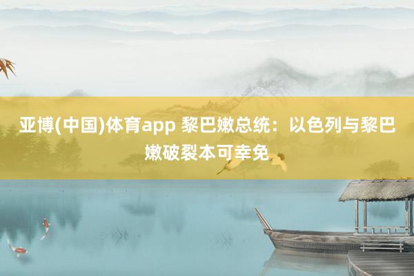 亚博(中国)体育app 黎巴嫩总统：以色列与黎巴嫩破裂本可幸免