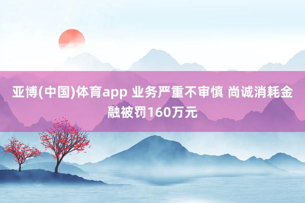 亚博(中国)体育app 业务严重不审慎 尚诚消耗金融被罚160万元
