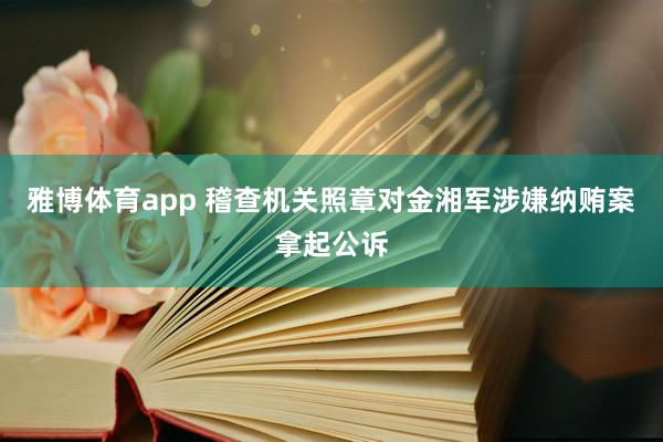 雅博体育app 稽查机关照章对金湘军涉嫌纳贿案拿起公诉