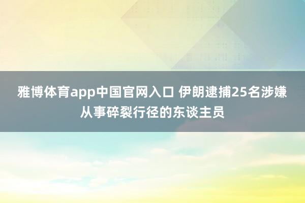 雅博体育app中国官网入口 伊朗逮捕25名涉嫌从事碎裂行径的东谈主员