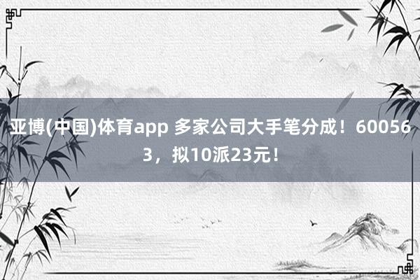 亚博(中国)体育app 多家公司大手笔分成！600563，拟10派23元！