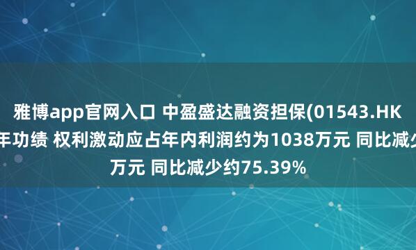 雅博app官网入口 中盈盛达融资担保(01543.HK)公布2025年功绩 权利激动应占年内利润约为1038万元 同比减少约75.39%