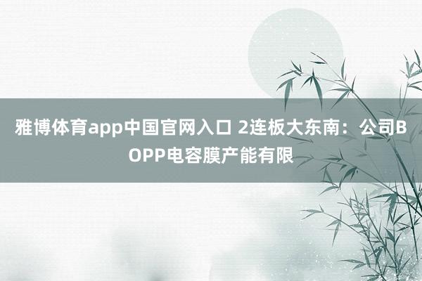 雅博体育app中国官网入口 2连板大东南：公司BOPP电容膜产能有限