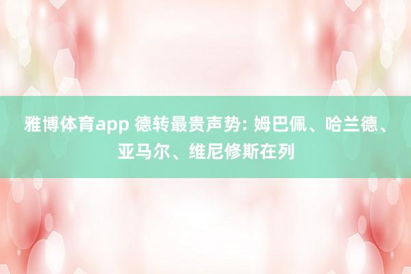 雅博体育app 德转最贵声势: 姆巴佩、哈兰德、亚马尔、维尼修斯在列