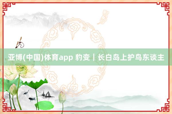 亚博(中国)体育app 豹变｜长白岛上护鸟东谈主