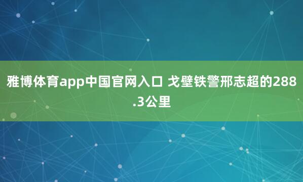 雅博体育app中国官网入口 戈壁铁警邢志超的288.3公里