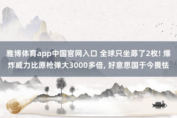雅博体育app中国官网入口 全球只坐蓐了2枚! 爆炸威力比原枪弹大3000多倍， 好意思国于今畏怯