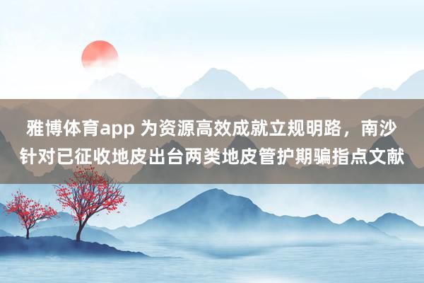 雅博体育app 为资源高效成就立规明路，南沙针对已征收地皮出台两类地皮管护期骗指点文献