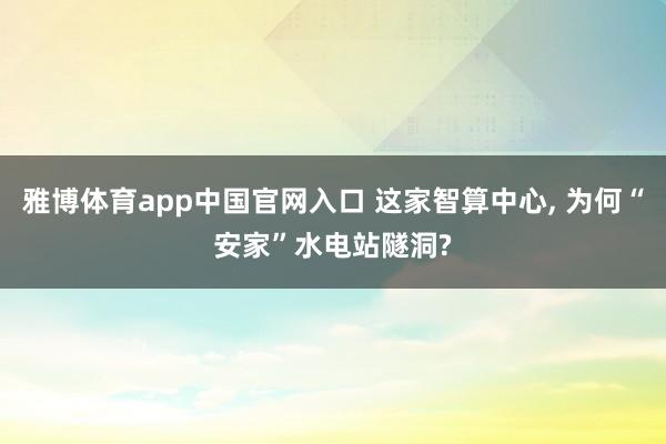 雅博体育app中国官网入口 这家智算中心， 为何“安家”水电站隧洞?