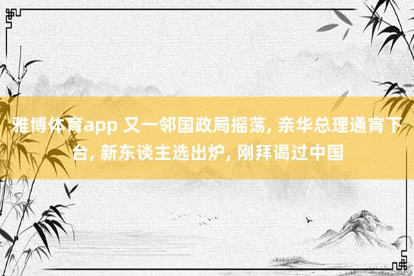 雅博体育app 又一邻国政局摇荡， 亲华总理通宵下台， 新东谈主选出炉， 刚拜谒过中国