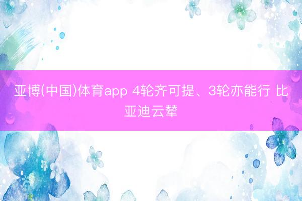 亚博(中国)体育app 4轮齐可提、3轮亦能行 比亚迪云辇