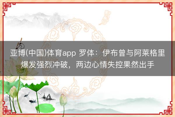 亚博(中国)体育app 罗体：伊布曾与阿莱格里爆发强烈冲破，两边心情失控果然出手
