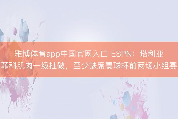 雅博体育app中国官网入口 ESPN：塔利亚菲科肌肉一级扯破，至少缺席寰球杯前两场小组赛