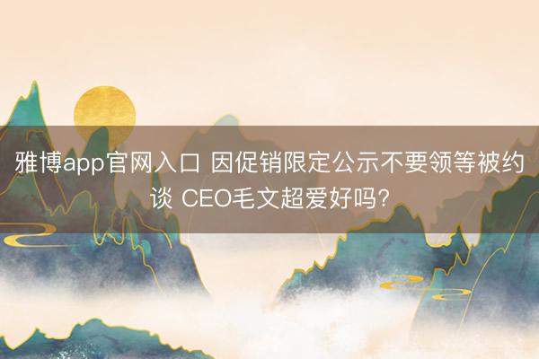 雅博app官网入口 因促销限定公示不要领等被约谈 CEO毛文超爱好吗?