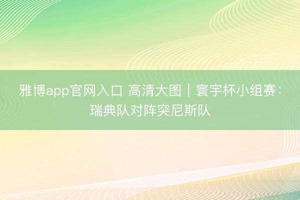 雅博app官网入口 高清大图｜寰宇杯小组赛：瑞典队对阵突尼斯队