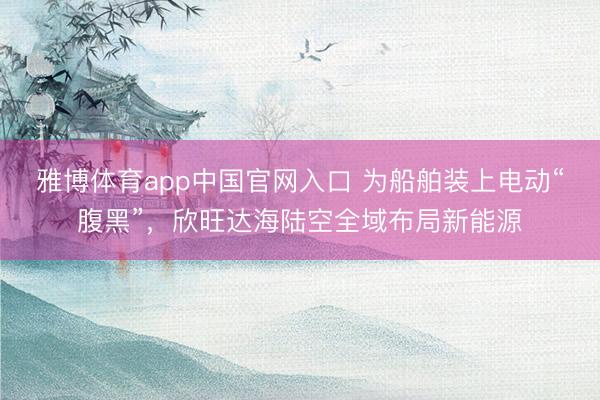 雅博体育app中国官网入口 为船舶装上电动“腹黑”，欣旺达海陆空全域布局新能源