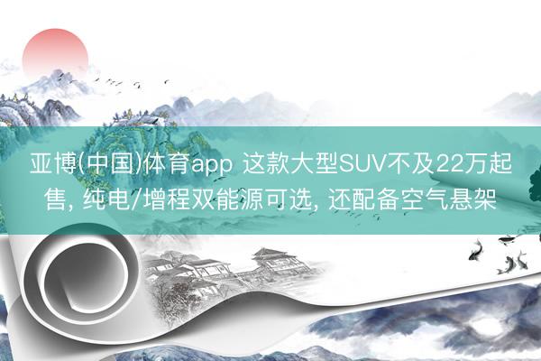 亚博(中国)体育app 这款大型SUV不及22万起售， 纯电/增程双能源可选， 还配备空气悬架