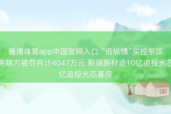 雅博体育app中国官网入口 “倍纵情”实控东谈主及关联方被罚共计4047万元 斯瑞新材近10亿追投光芯基座